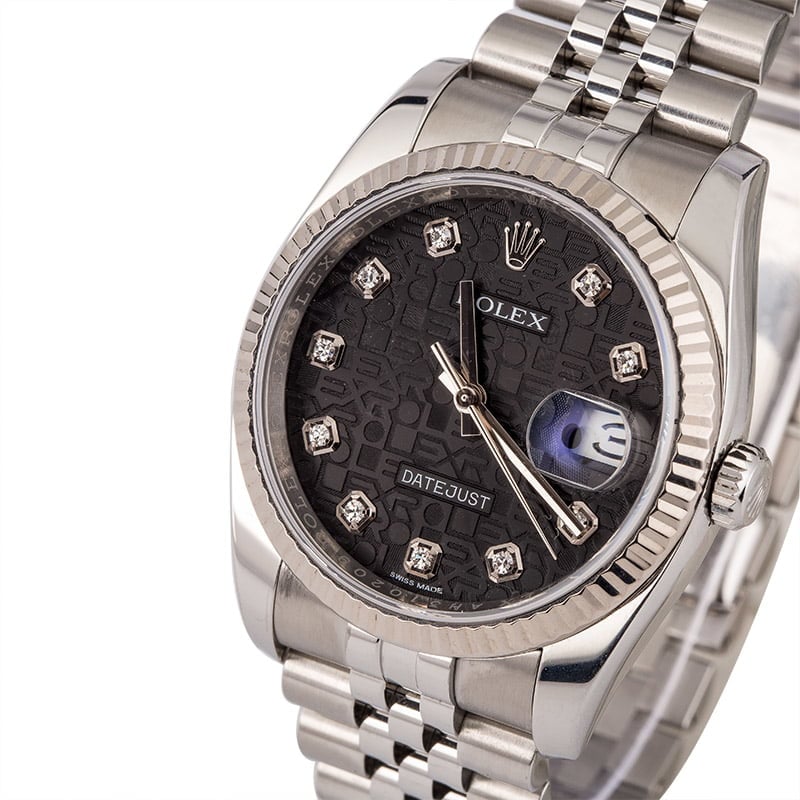 PreOwned Rolex Datejust 116234 Black Jubilee Diamond