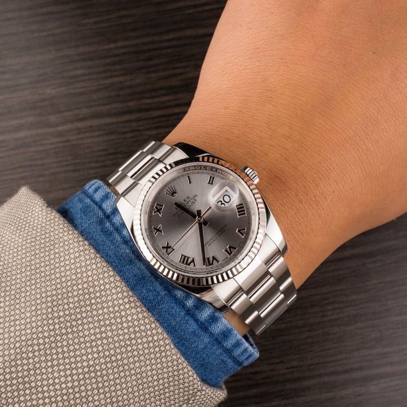 Pre-Owned Rolex Men's Datejust 116234 Rhodium Roman Dial