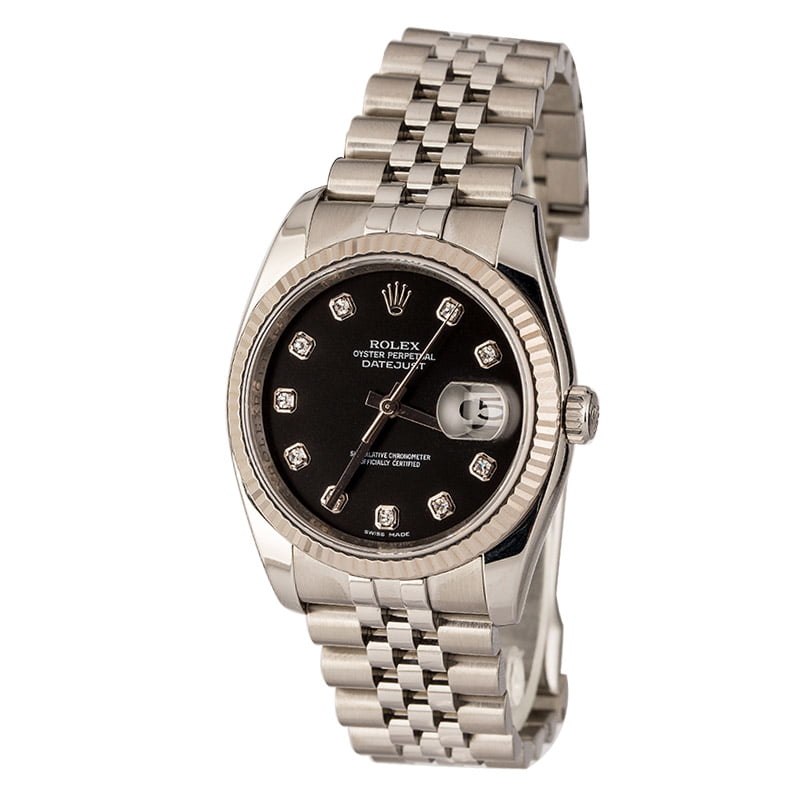 Pre-Owned Rolex Datejust 116234 Black Diamond Dial