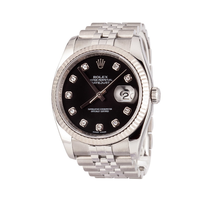 Rolex Datejust Black 116234 White Gold Bezel