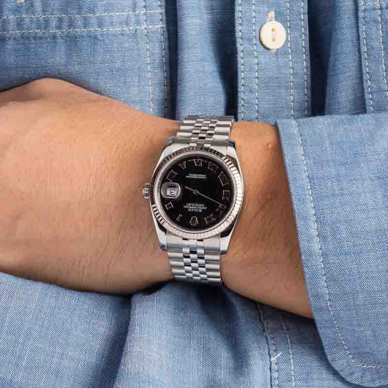 bibi　ブラック36 Rolex Datejust 36 36mm Bright Black Dial Oystersteel Jubilee