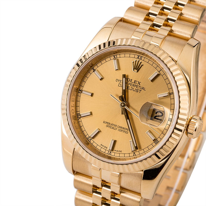 Pre Owned Rolex Datejust 116238 Yellow Gold 36MM