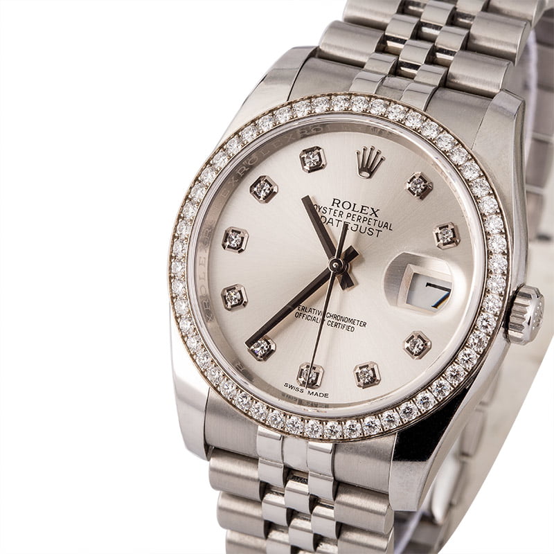 Pre Owned Rolex 116244 Datejust Diamonds | Bob's Watches