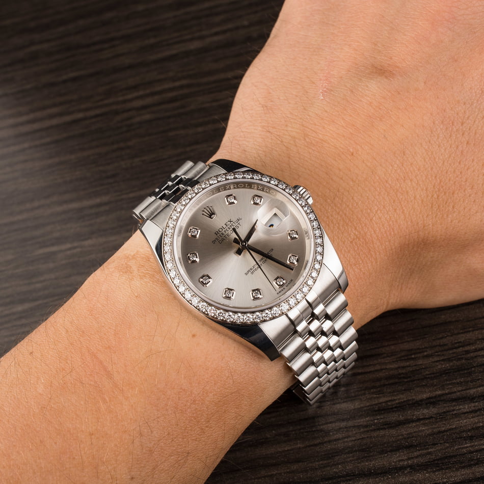 Used Rolex Datejust 116244 Silver Diamond Dial & Bezel T