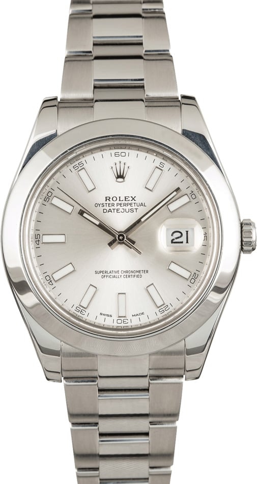 Used Rolex Datejust II Ref 116300 Silver Index Dial
