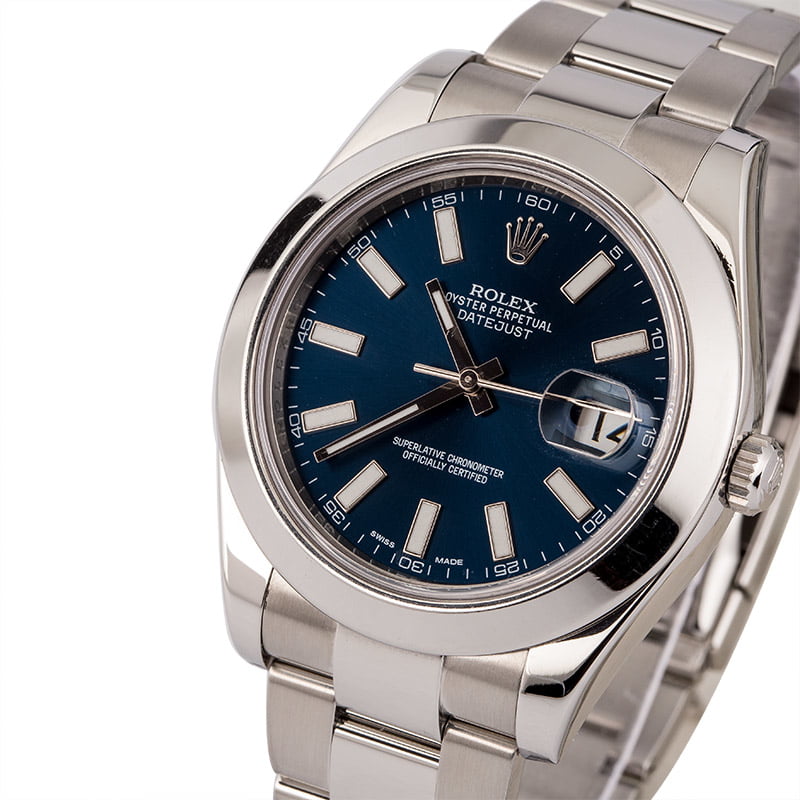 Pre Owned Rolex Datejust 116300 Blue Luminous Index Dial