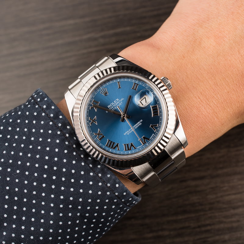 Pre Owned Rolex Datejust 116334 Blue Roman Dial