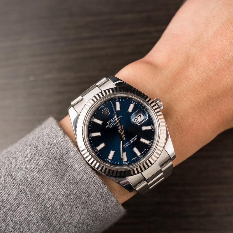 PreOwned Rolex Datejust 116334 Blue Luminous Dial 41MM