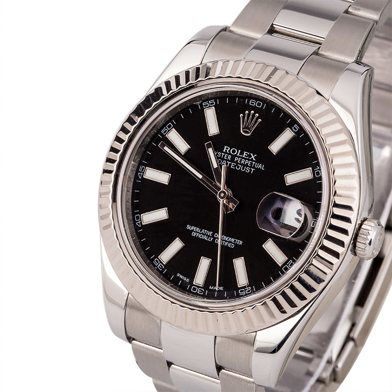 Used Rolex Datejust II Ref 116334 Black Luminous Dial T