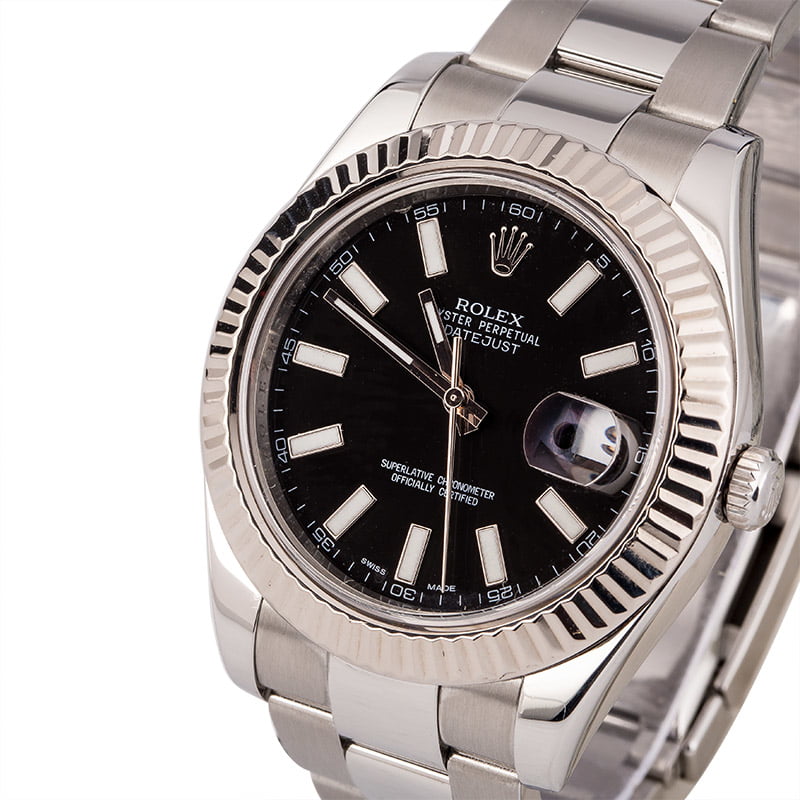 Used Rolex Datejust II Ref 116334 Black Luminous Dial T