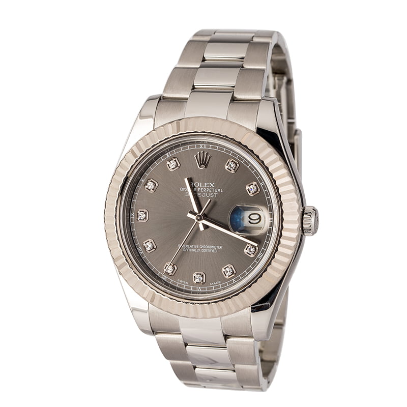 Certified Rolex Datejust 116334 Slate Diamond Dial