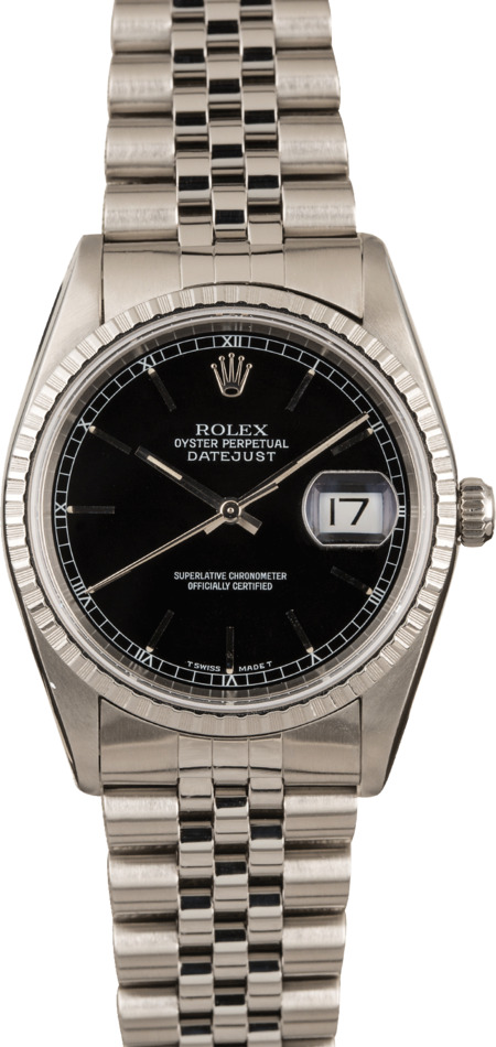 Pre Owned Rolex Datejust 16220 Black Dial