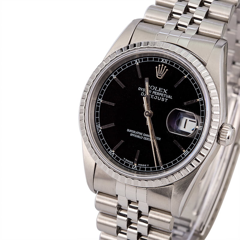 Pre Owned Rolex Datejust 16220 Black Dial