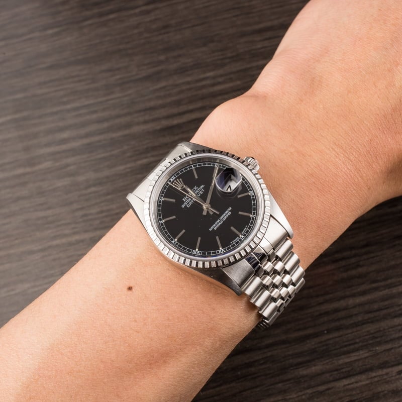 Pre Owned Rolex Datejust 16220 Black Dial
