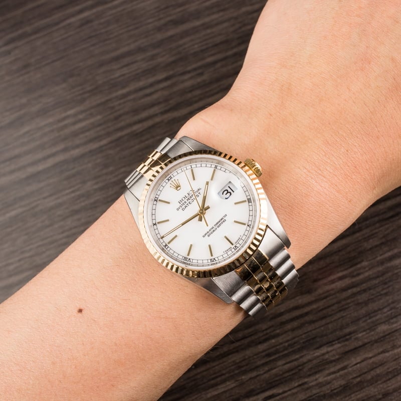 Pre Owned Rolex Datejust 16233 White Index Dial