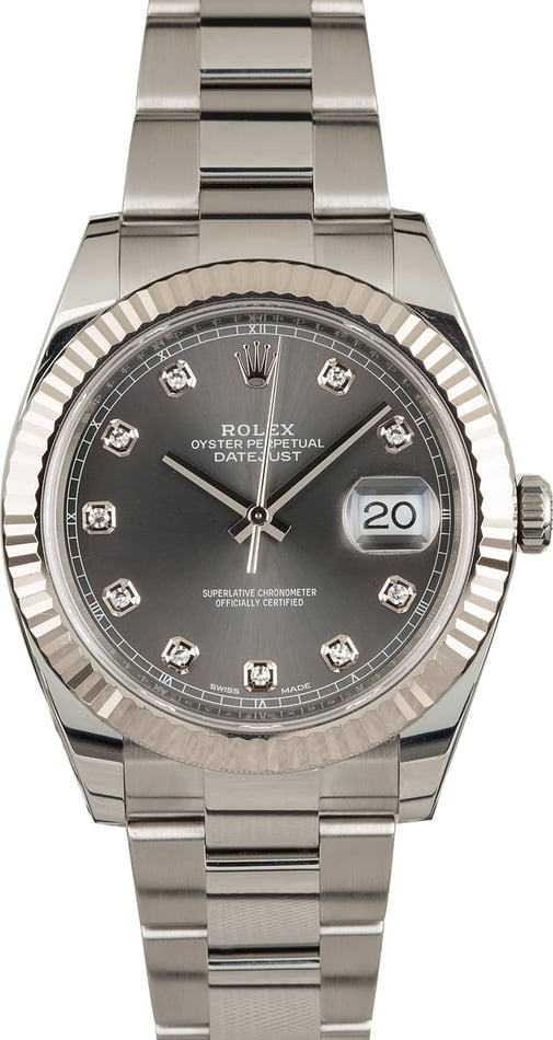 datejust 41 rhodium diamond