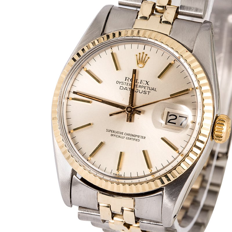 Vintage Rolex Datejust 16013 Silver Index Dial