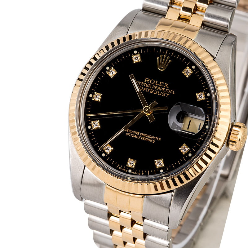 PreOwned Rolex Datejust 16013 Black Diamond Dial