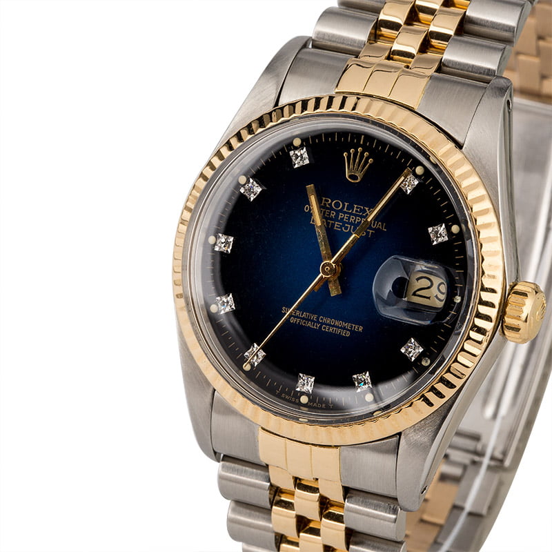 Used Rolex Datejust 16013 Blue Vignette Diamond Dial