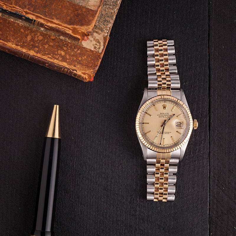 Rolex 16013 Datejust Champagne Tapestry Dial