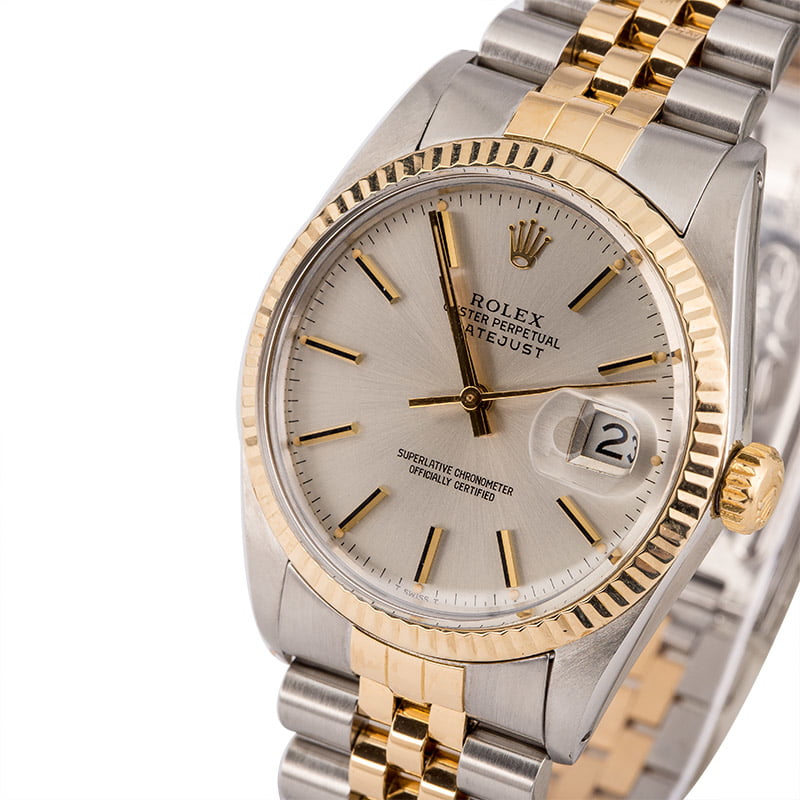 PreOwned Rolex Datejust 16013 Silver Index Dial 36MM