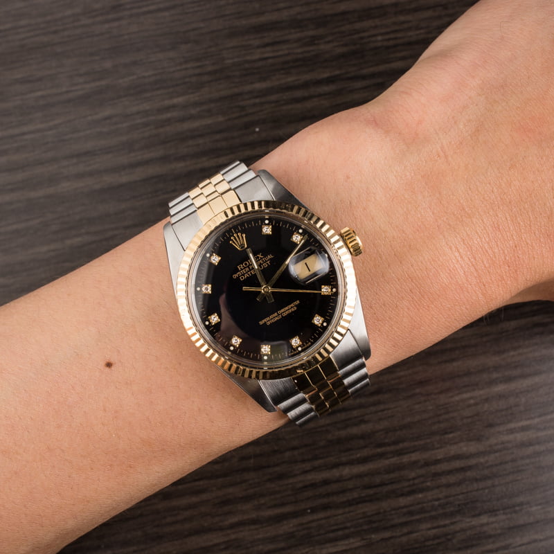 Pre Owned Rolex Datejust 16013 Black Diamond Dial