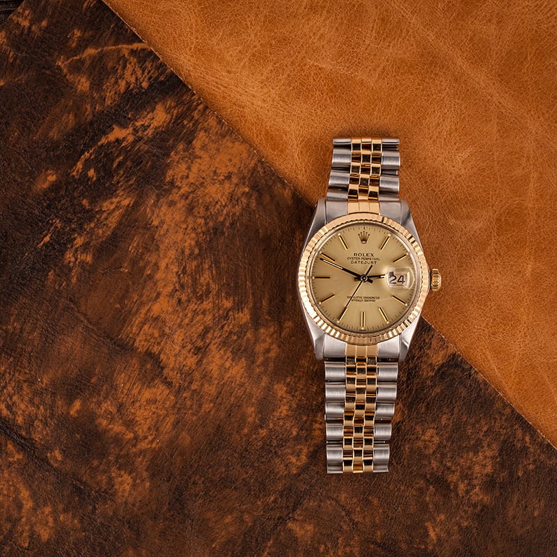 Used Champagne Dial Rolex Datejust 16013 Fluted Bezel