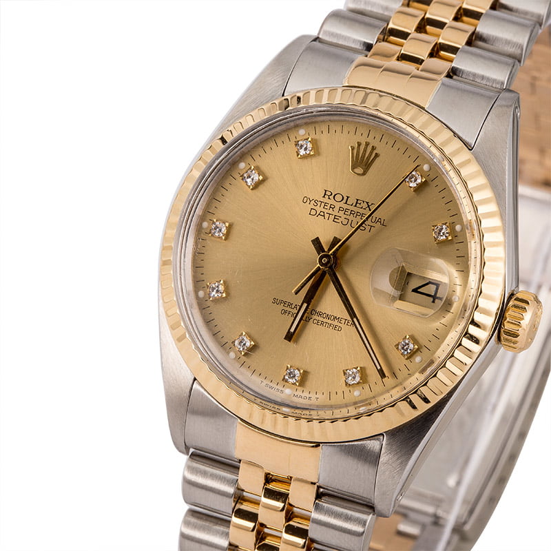Used Rolex Datejust 16013 Champagne Diamond Dial T