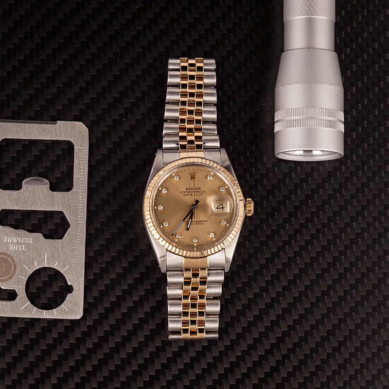 Used Rolex Datejust 16013 Champagne Diamond Dial T