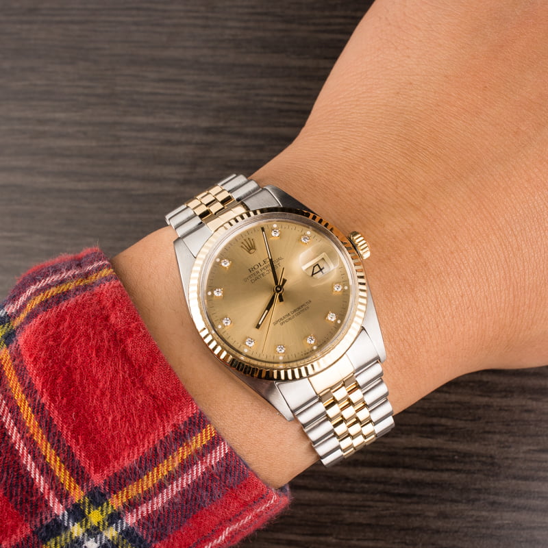 Used Rolex Datejust 16013 Champagne Diamond Dial T