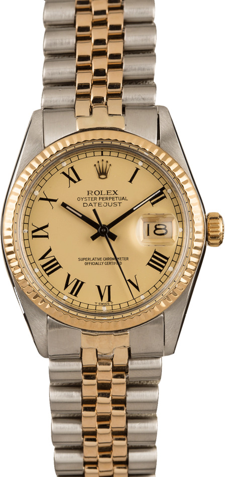 Used Rolex Datejust 16013 Champagne Buckley Dial