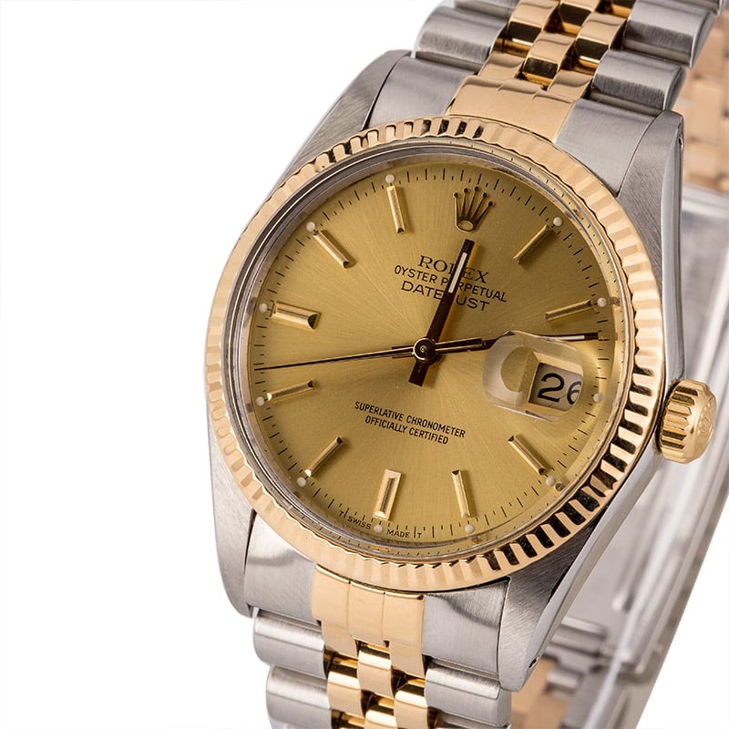 Used Rolex Datejust 16013 Champagne Dial Two Tone Watch T