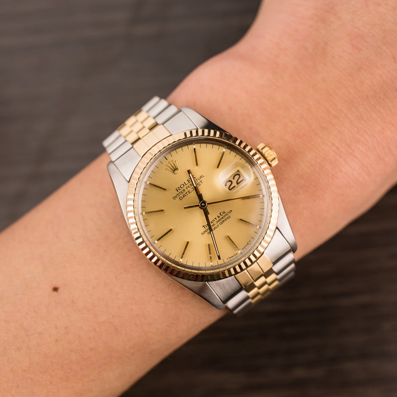 Pre Owned Rolex Two-Tone Datejust 16013 Champagne Dial
