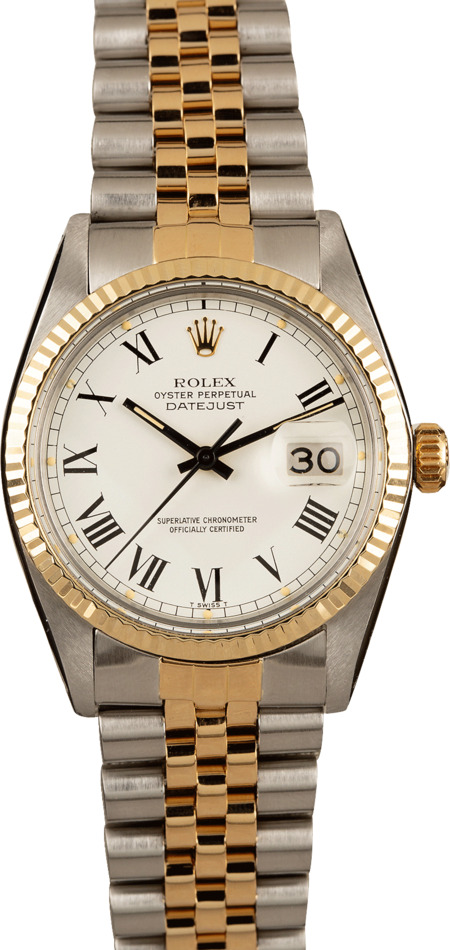 Pre-Owned Rolex 16013 Datejust White Buckley Dial