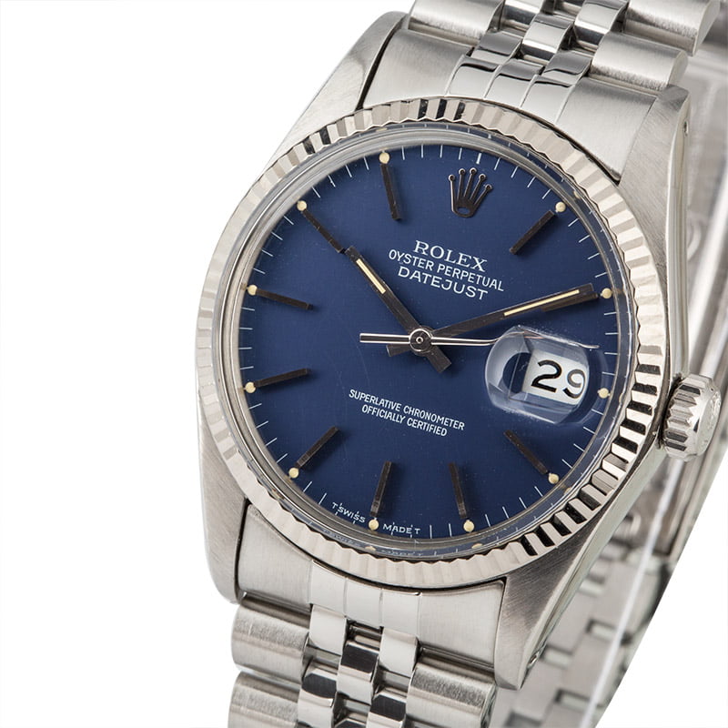 PreOwned Rolex Datejust 16014 Blue Dial
