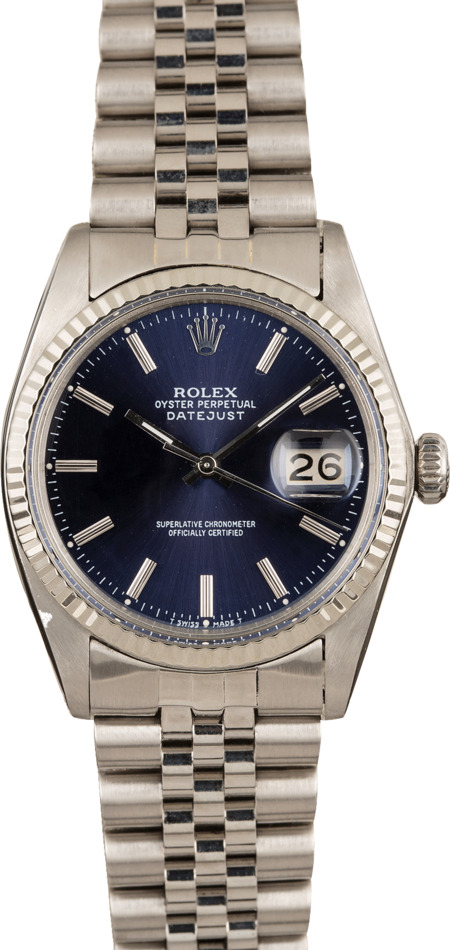 Pre Owned Rolex Datejust 16014 Blue Index Dial