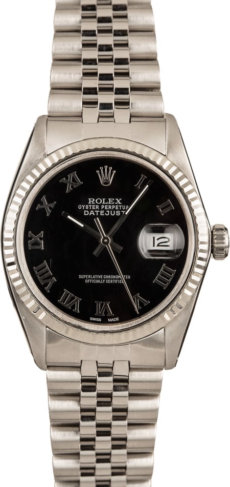 Pre-Owned Rolex Datejust 16014 Black Roman Dial