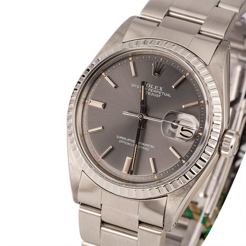 Used Rolex Steel Datejust 1603 Slate 'Pie Pan' Dial