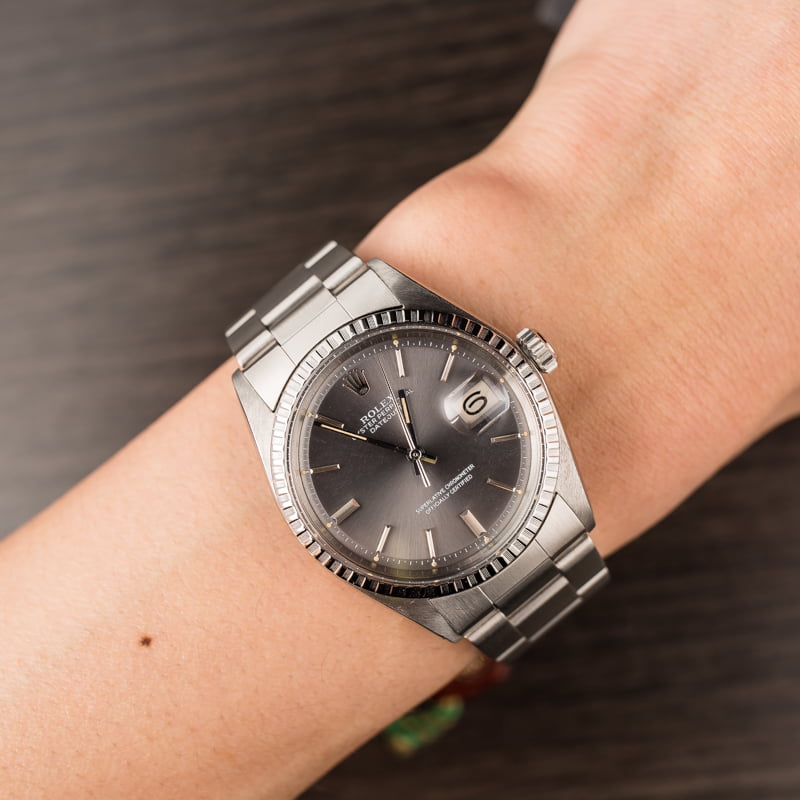 Used Rolex Steel Datejust 1603 Slate 'Pie Pan' Dial