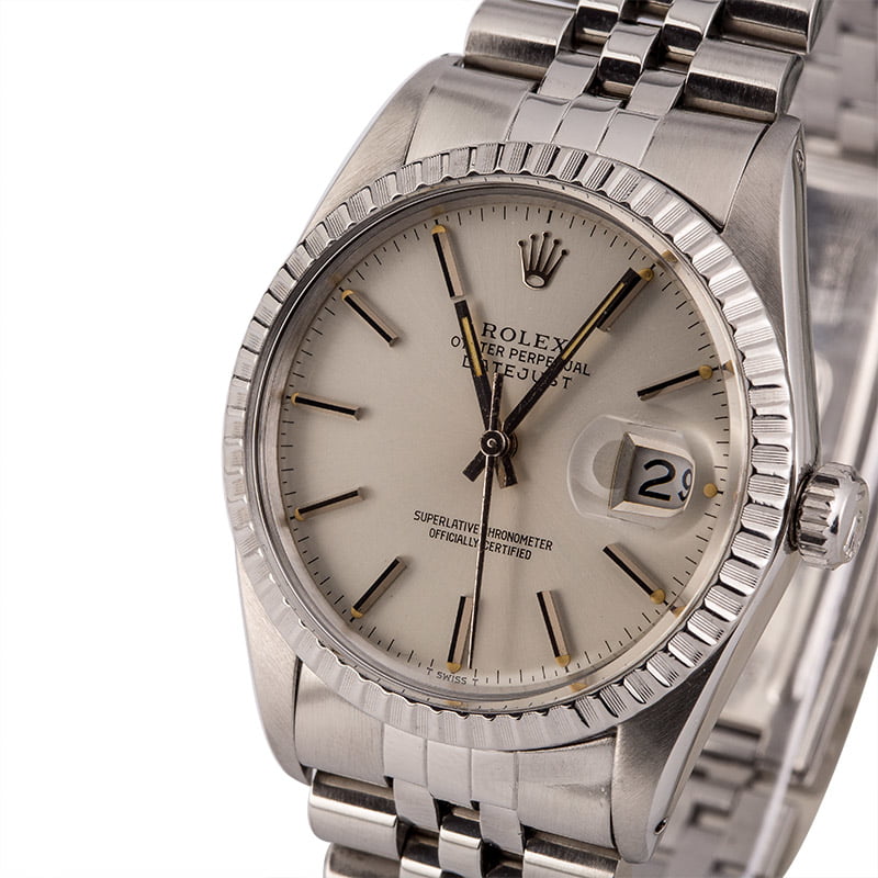 Vintage Rolex Stainless Steel Datejust 1603 Silver Dial