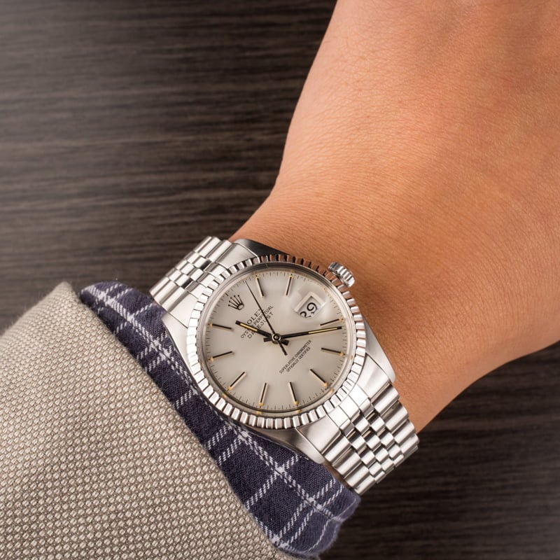 Vintage Rolex Stainless Steel Datejust 1603 Silver Dial