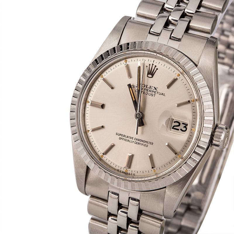 Pre Owned Rolex Datejust 1603 Steel Engine Turned Bezel