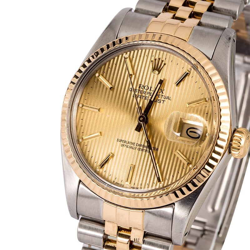 Rolex Datejust 16013 Two Tone Champagne Tapestry Dial