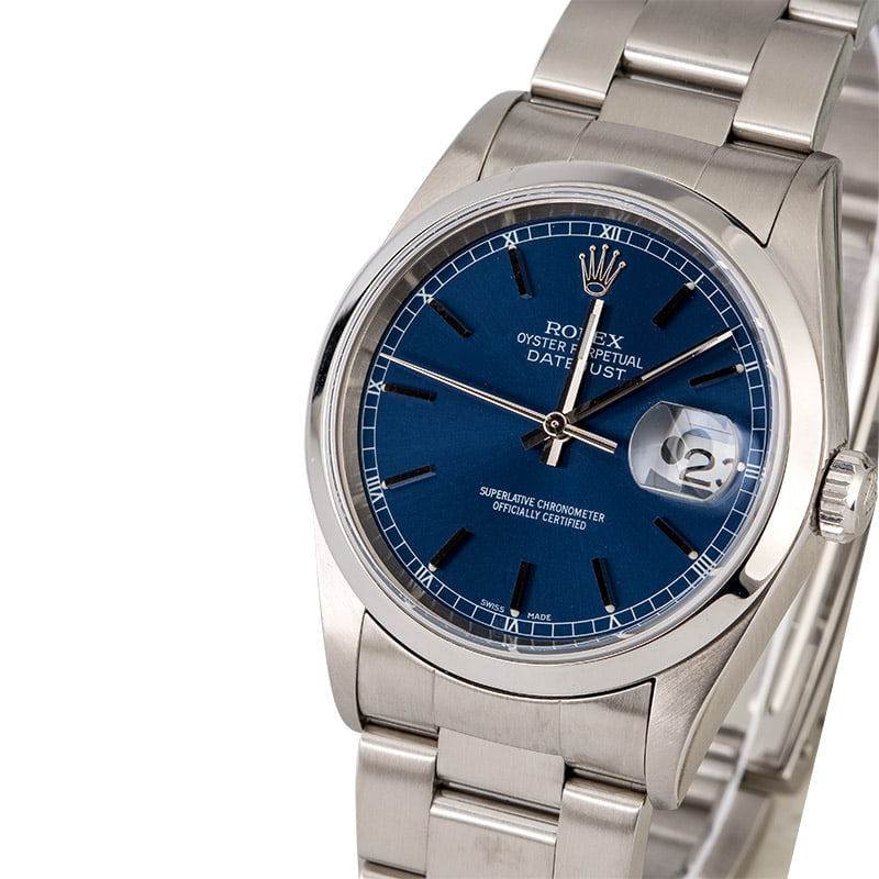 Rolex Datejust 16200 Blue Dial Steel Oyster