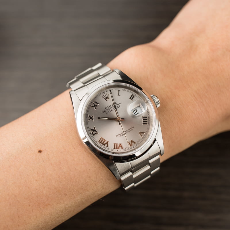 Used Rolex Datejust 16200 Rhodium Roman Dial