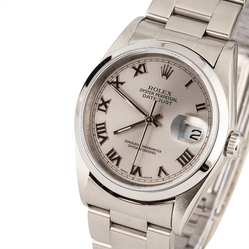 Used Rolex Datejust 16200 Rhodium Roman Dial