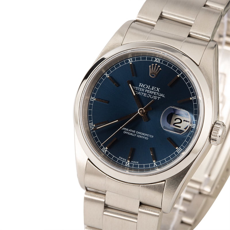 Pre Owned Rolex Datejust 16200 Blue Dial