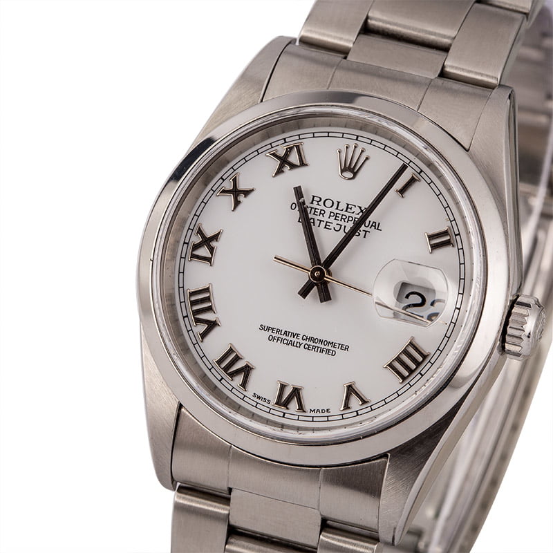 Used Rolex Datejust 16200 White Roman Dial