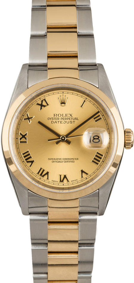 Used Rolex Datejust 16203 Champagne Roman Dial