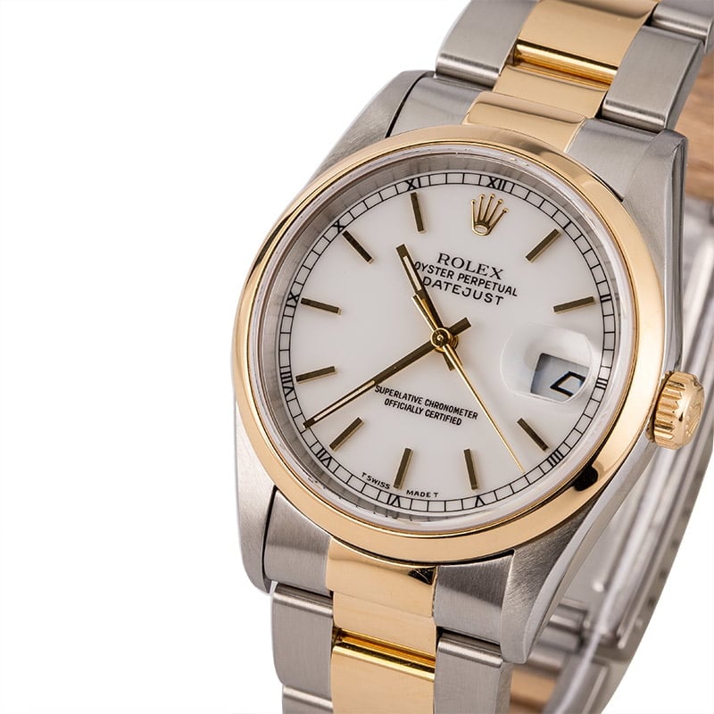 Pre-Owned Rolex Datejust 16203 White Index Dial